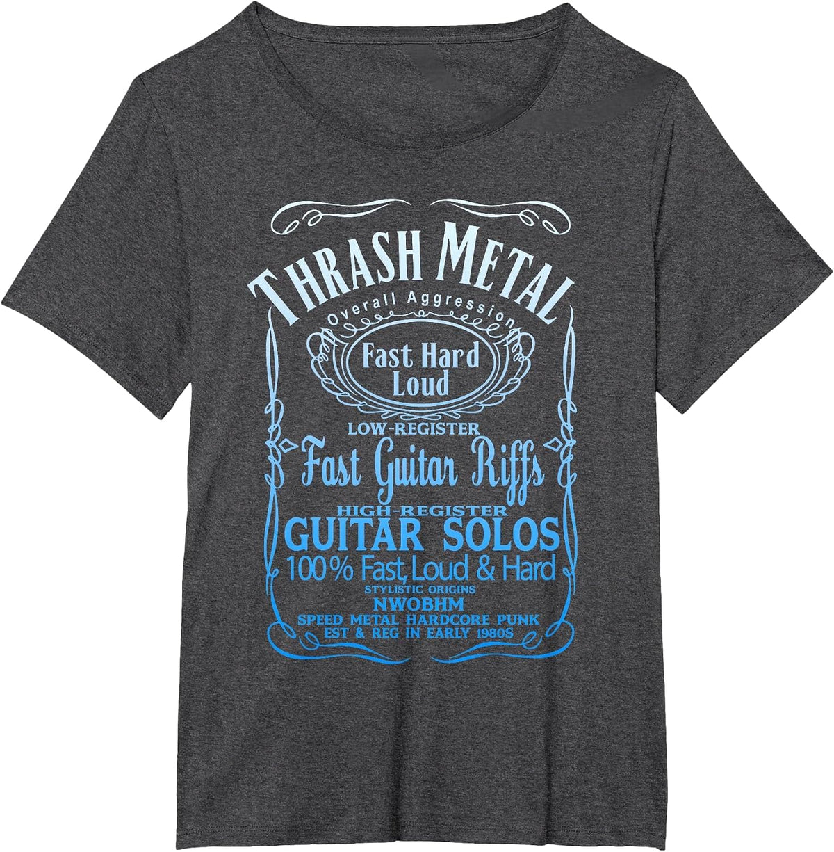THRASHMETAL Thrash Death Metal Guitar Solo Heavy Metal Core T-Shirt - Dark Heather Grey