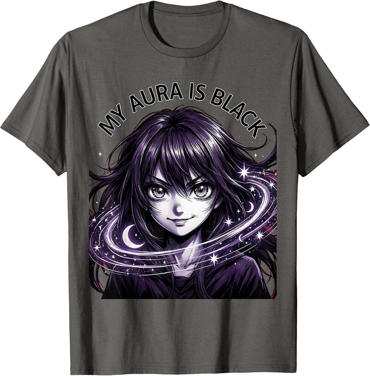 My Aura Is Black Halloween Astrology Design T-Shirt - Asphalt Grey