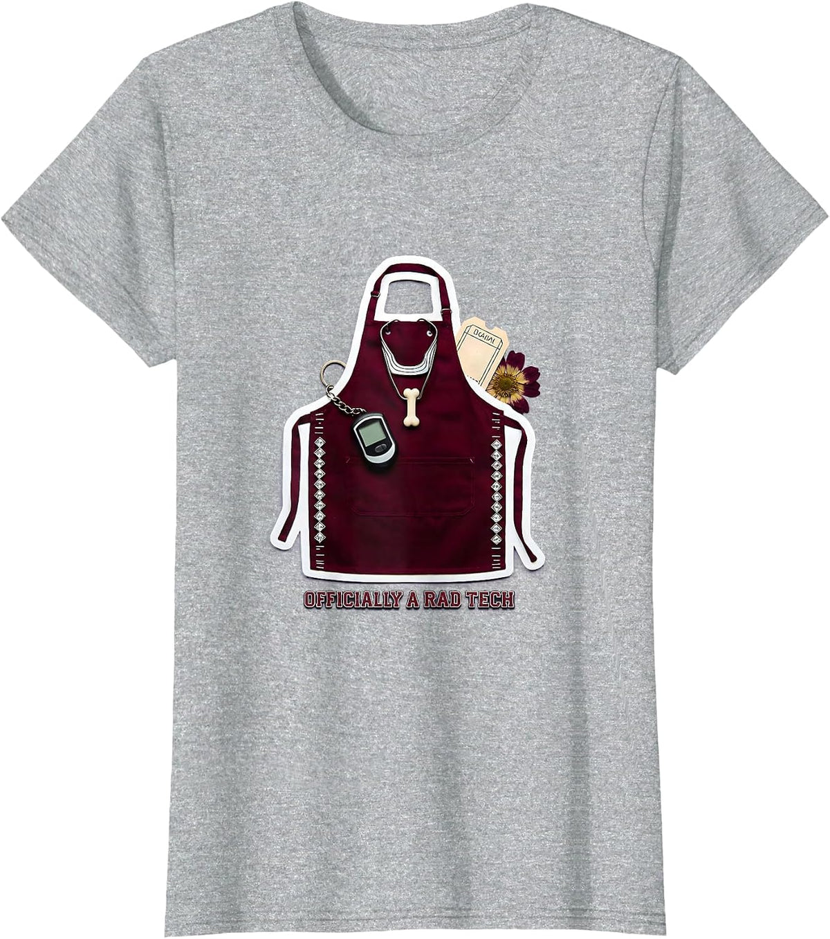 Officially A Rad Tech Funny Radiologic Technologist X-ray T-Shirt - Heather Grey