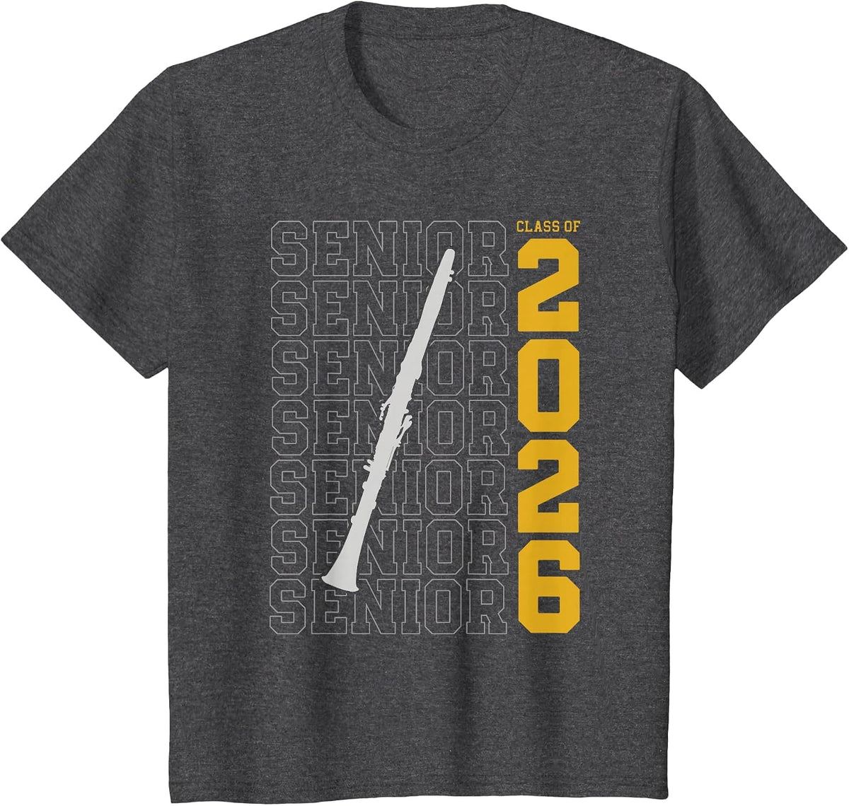 Class of 2026 Senior Clarinet Player for Clarinetist T-Shirt - Dark Heather Grey