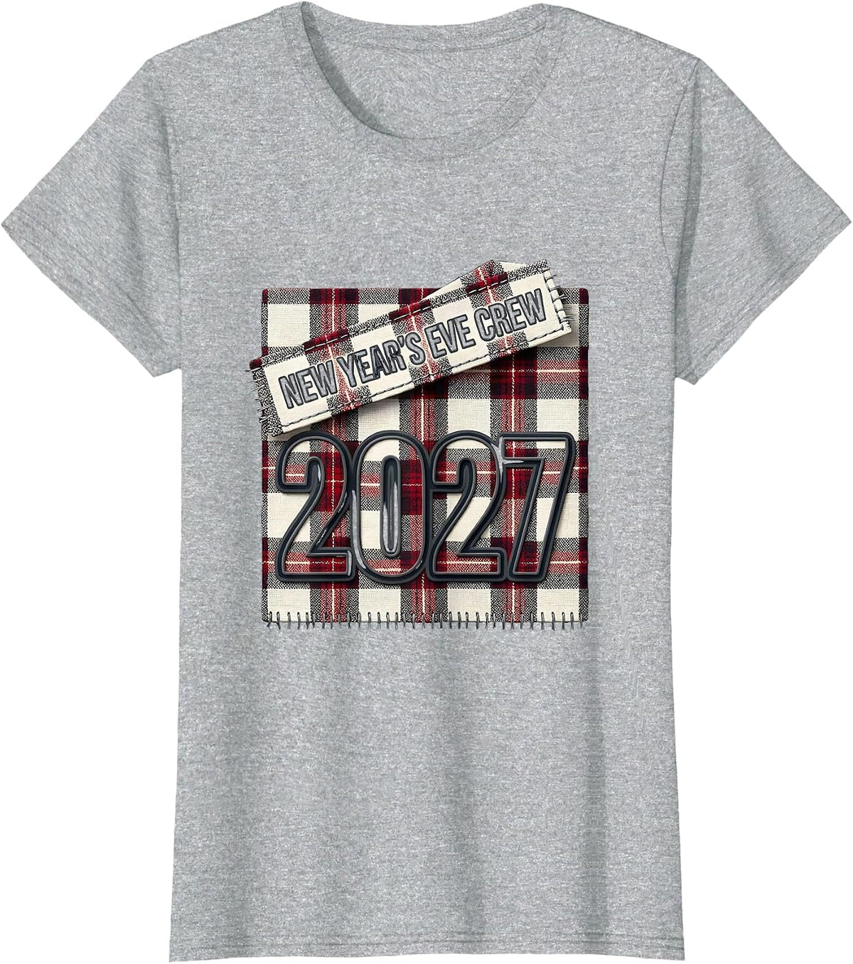 Women's New Year's Eve Crew 2027 Family Matching Holiday Keepsake T-Shirt - Heather Grey