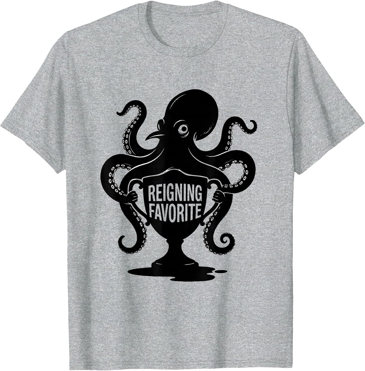 Men's Octopus Reigning Favorite Vintage Japanese Octopus Lover T-Shirt - Heather Grey