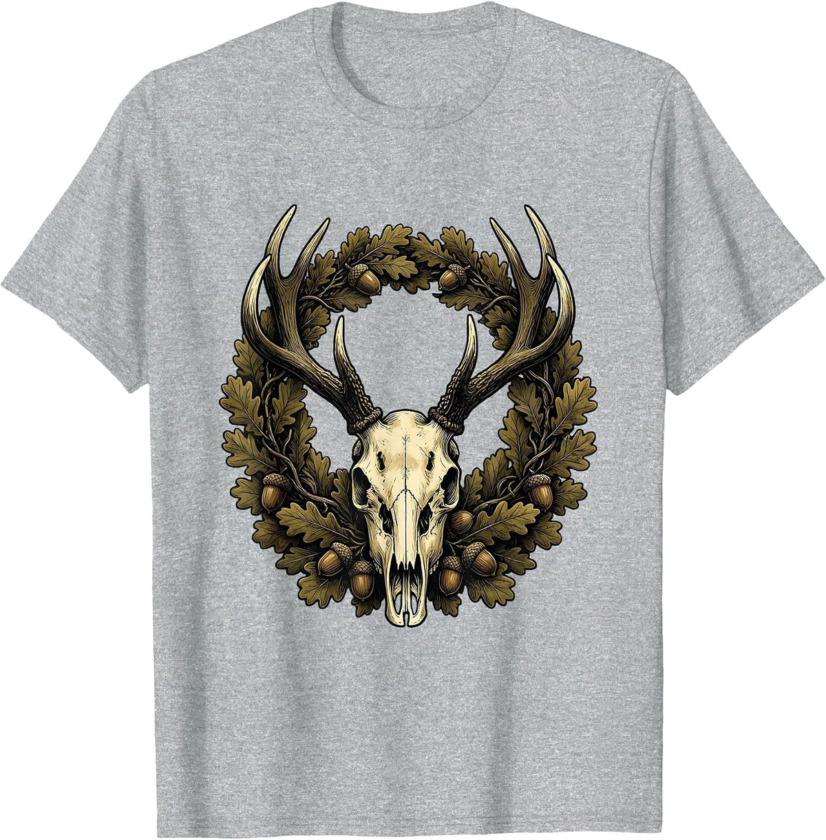 Men's Bottomland Camo Whitetail Deer Skull Antlers T-Shirt - Heather Grey