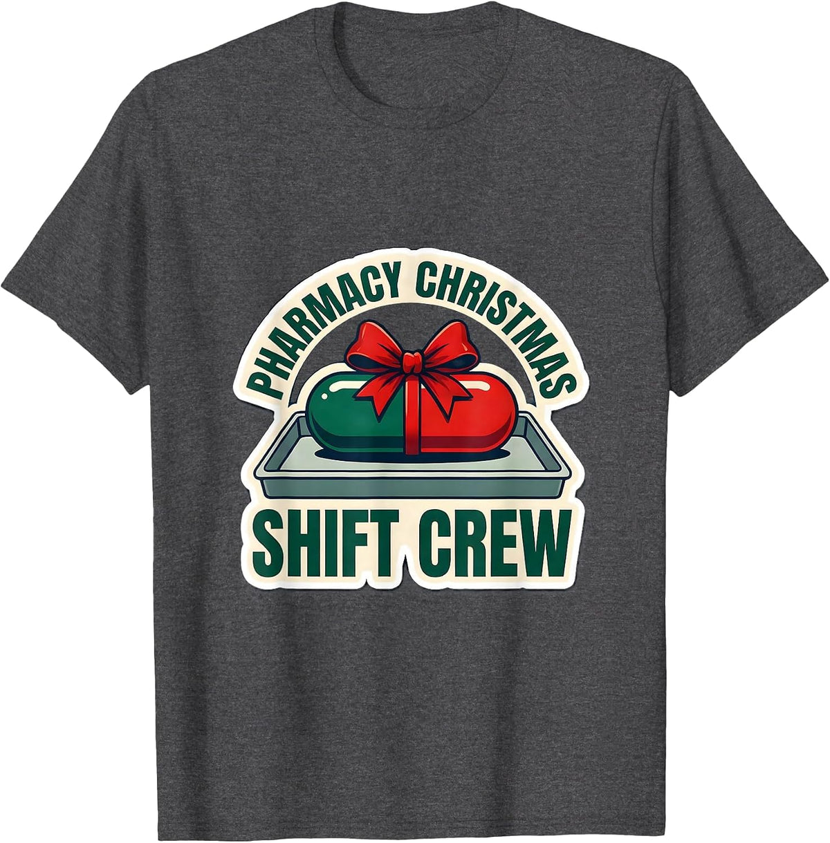 Pharmacy Christmas Shift Crew Funny Pharmacy Tech Squad T-Shirt - Dark Heather Grey