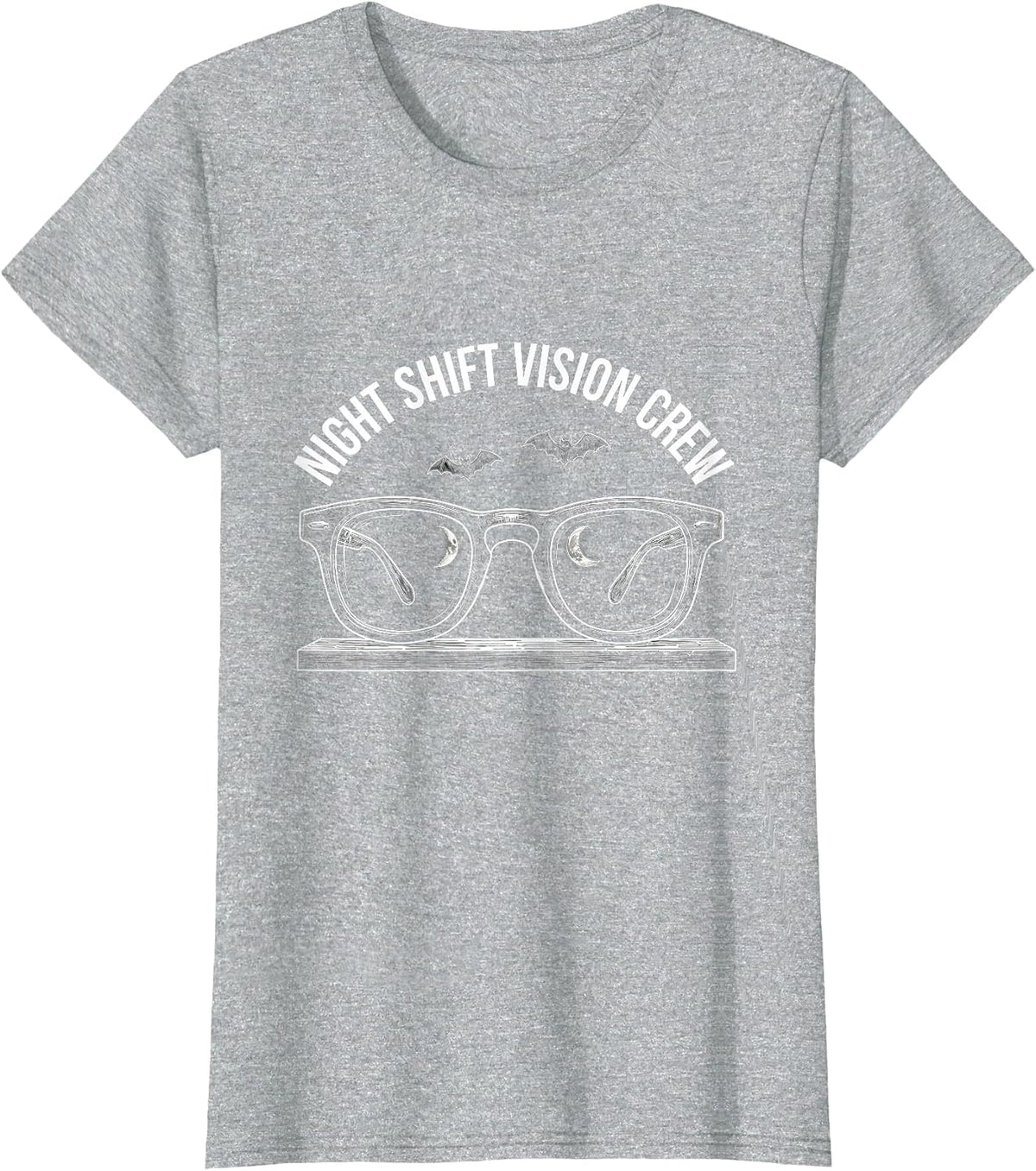 Night Shift Vision Crew Funny Optometrist Halloween Eye T-Shirt - Heather Grey