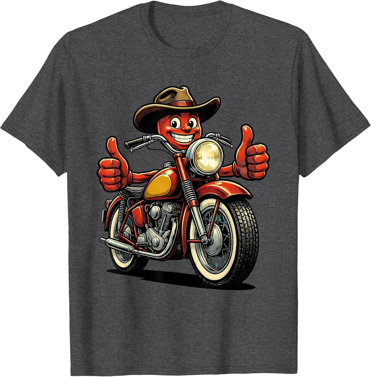 Men's Vintage Classic Motorcycle Chrome Details Side View T-Shirt - Dark Heather Grey