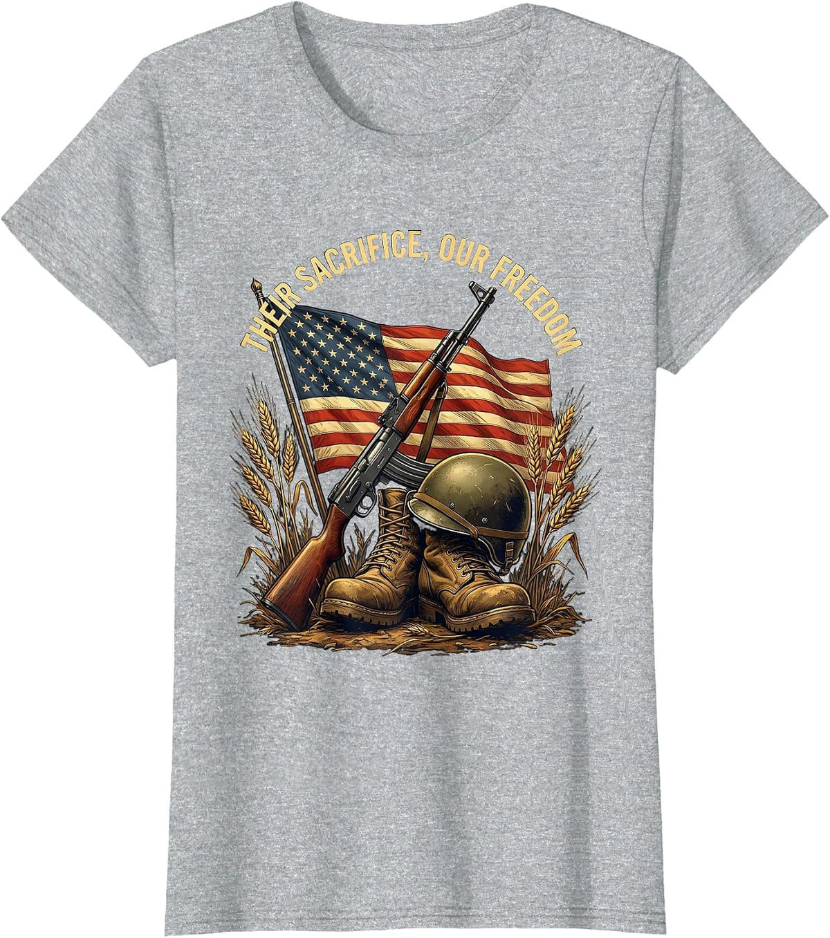 Home of the Free Because of the Brave Design T-Shirt - Heather Grey