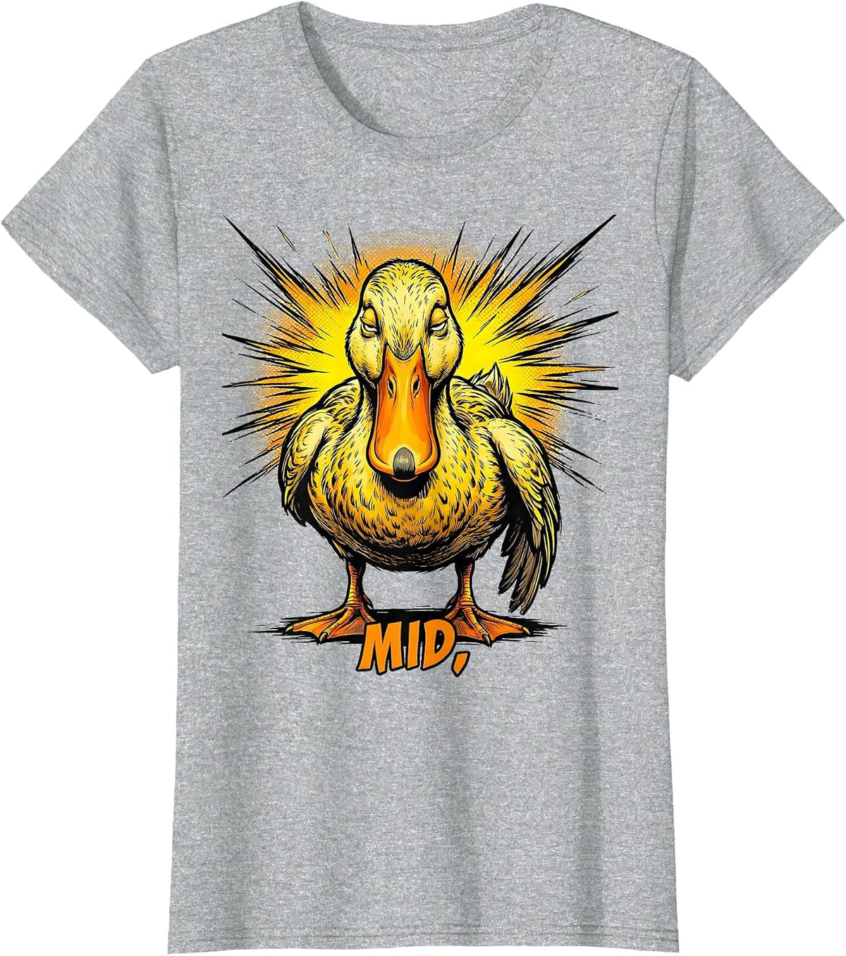 Mid Funny Duck Novelty Mascot Casual Wear T-Shirt - Heather Grey