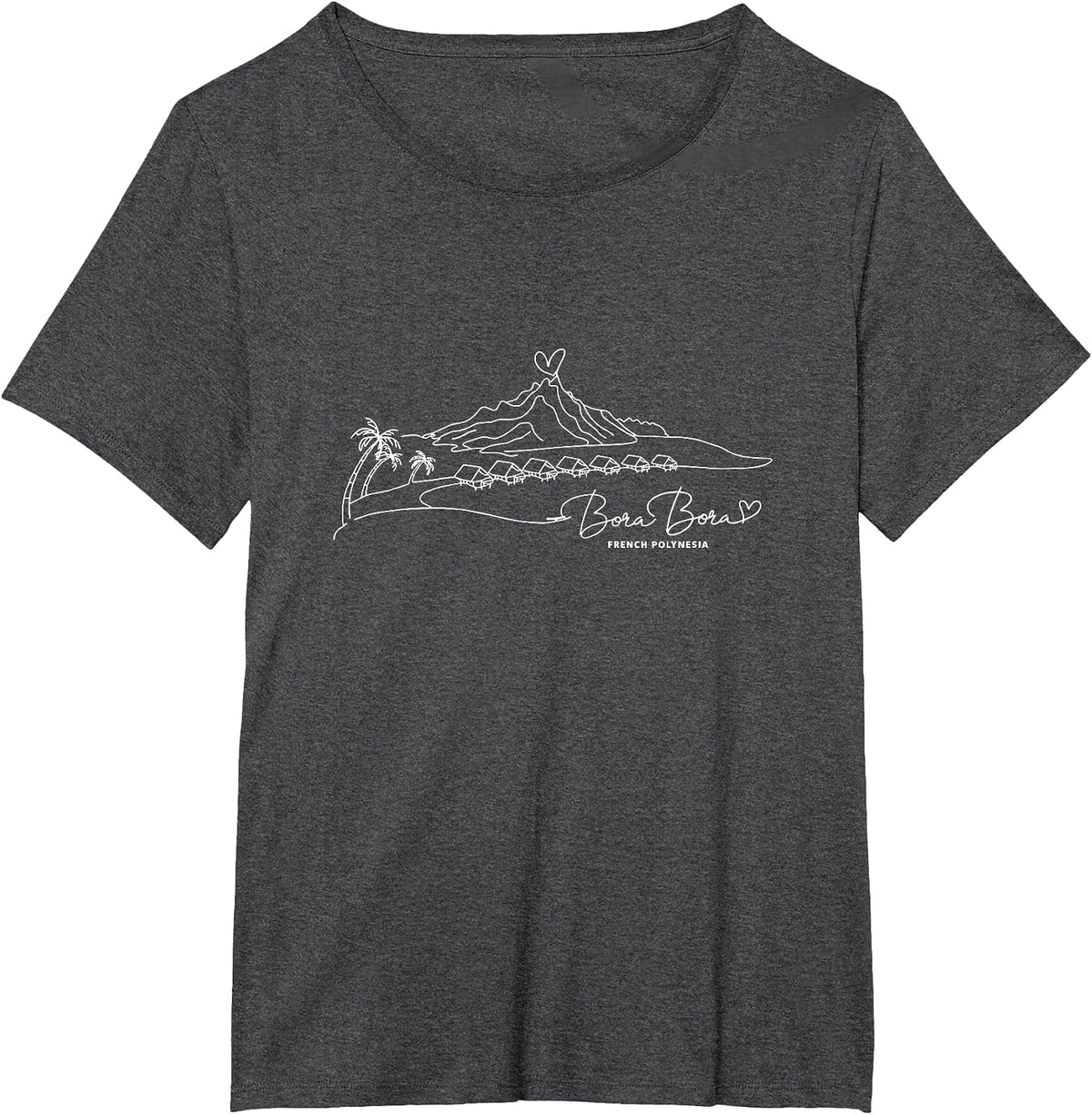 Bora Bora French Polynesia Signature Heart Art - Souvenir T-Shirt - Dark Heather Grey