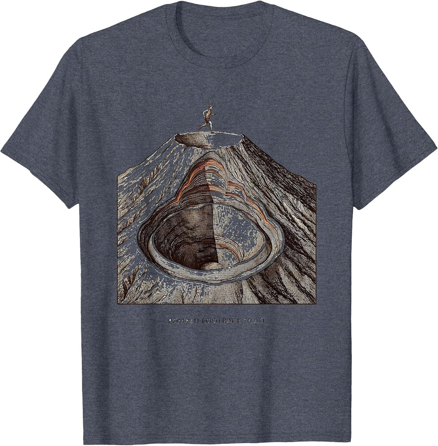 Pompeii Footrace 79 AD Funny History Buff Geography T-Shirt - Heather Blue