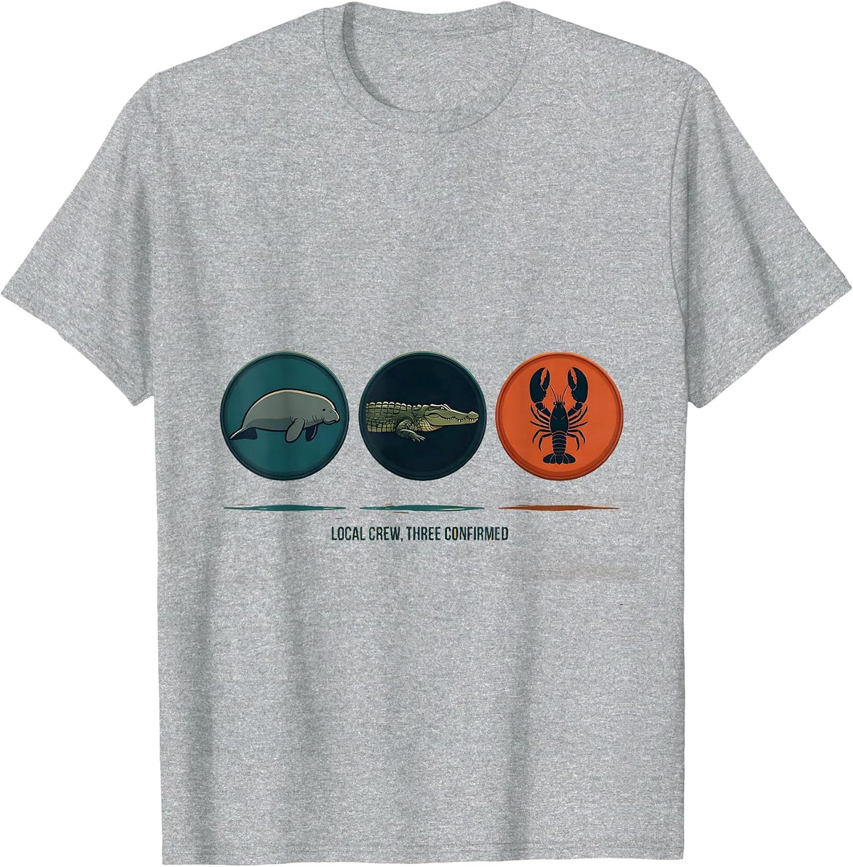 Men's Local Crew Three Confirmed Vintage Florida Manatee Alligator T-Shirt - Heather Grey