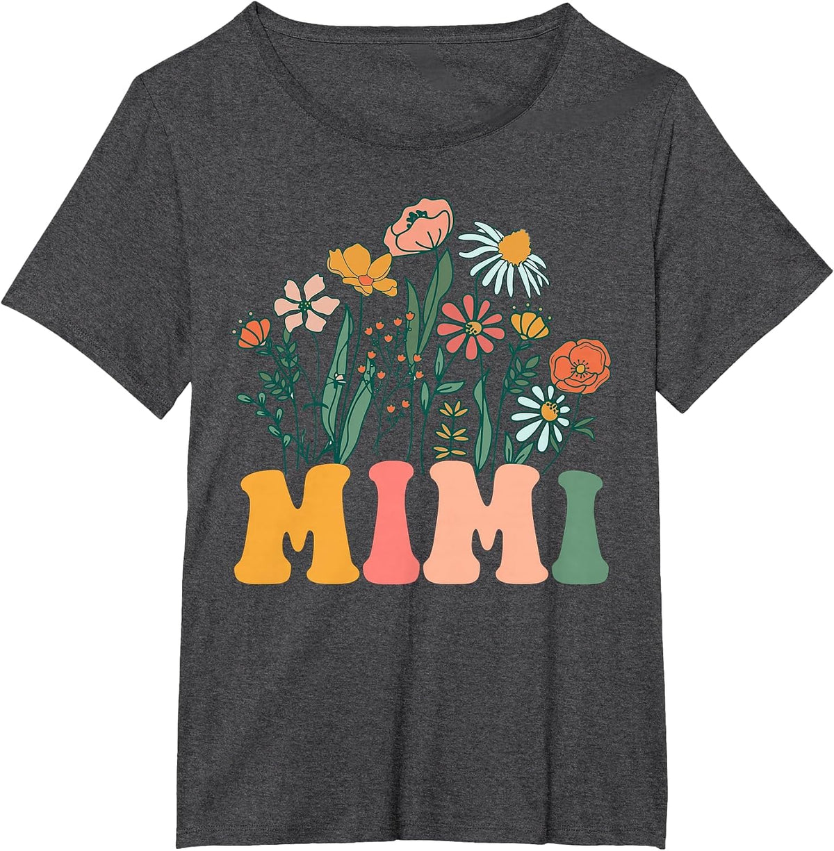New Mimi Wildflower First Birthday & Baby Shower T-Shirt - Dark Heather Grey