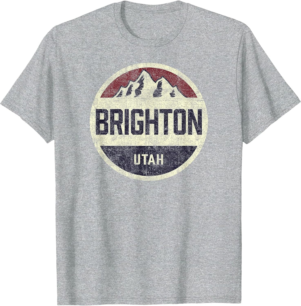 Vintage Retro Brighton Utah Mountain Circle Ski Souvenir T-Shirt - Heather Grey