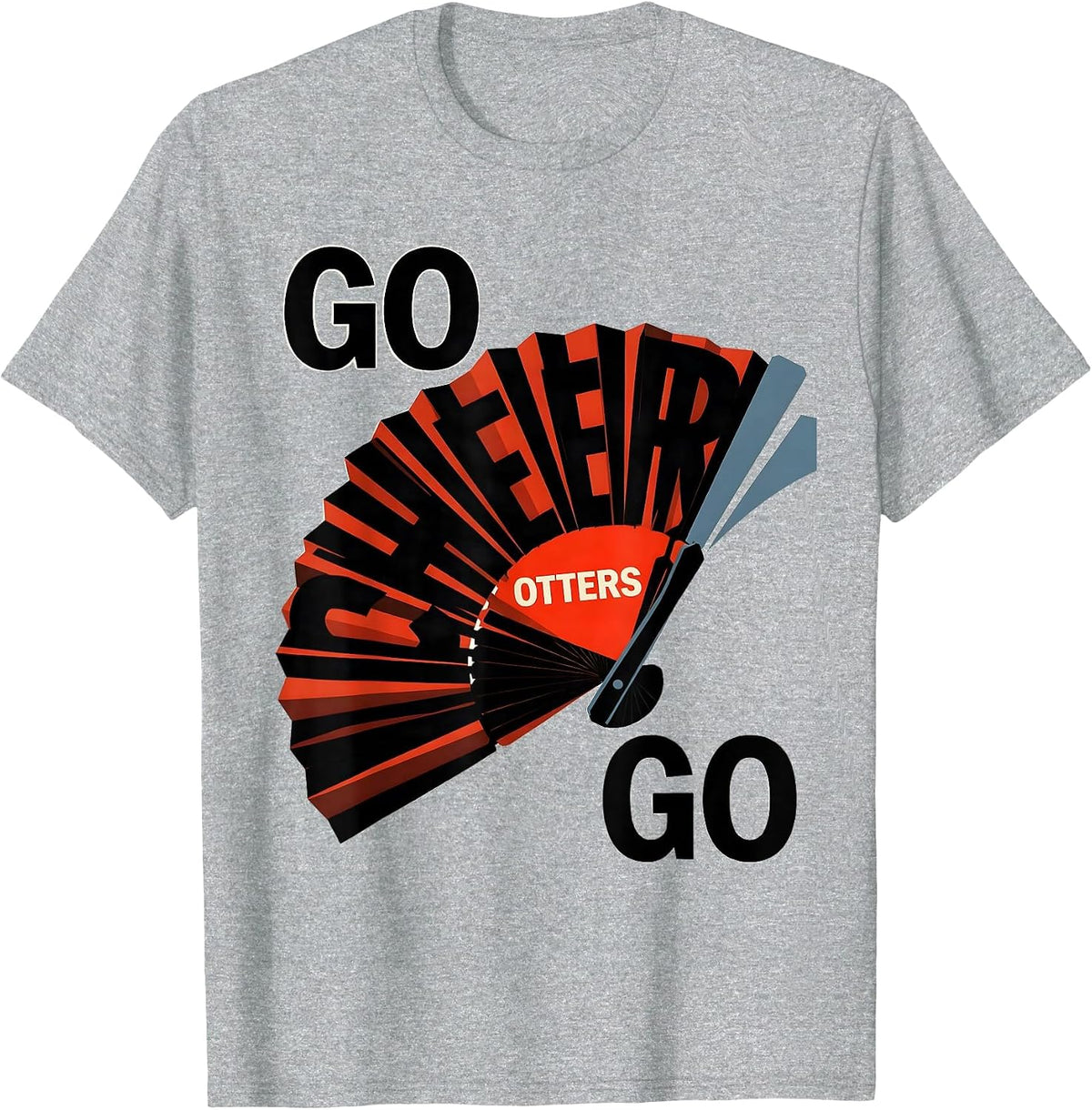 Men's Go Cheer Otters Go Constructivist Poster Cheer Squad Mascot T-Shirt - Heather Grey