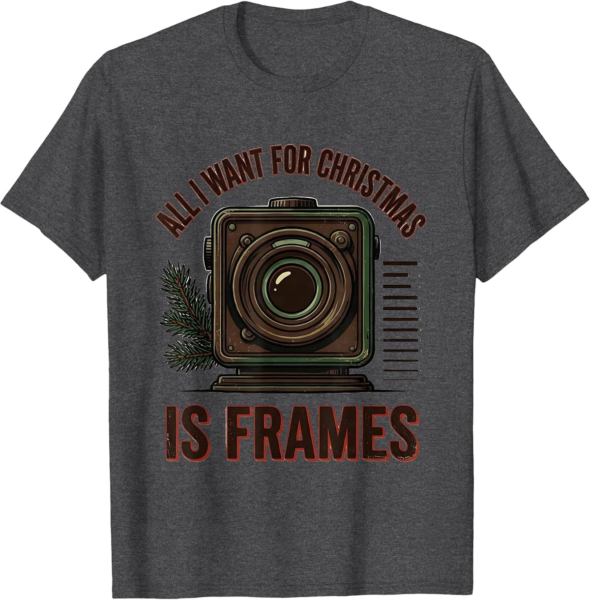 All I Want For Christmas Is Frames Vintage Optometrist Eye T-Shirt - Dark Heather Grey