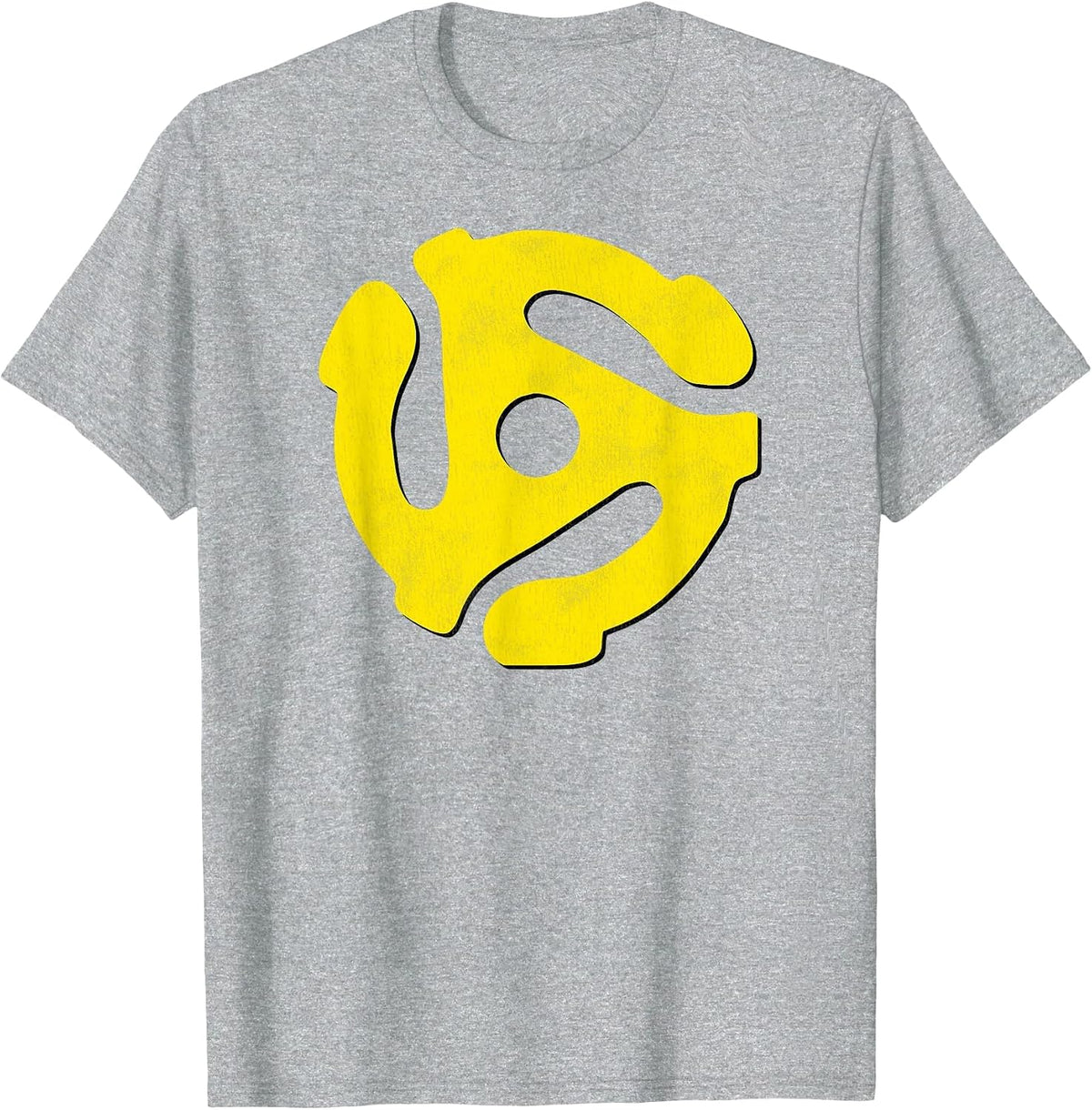 Music Geek, Retro 45 RPM Yellow Record Adaptor Vinyl Lovers T-Shirt - Heather Grey