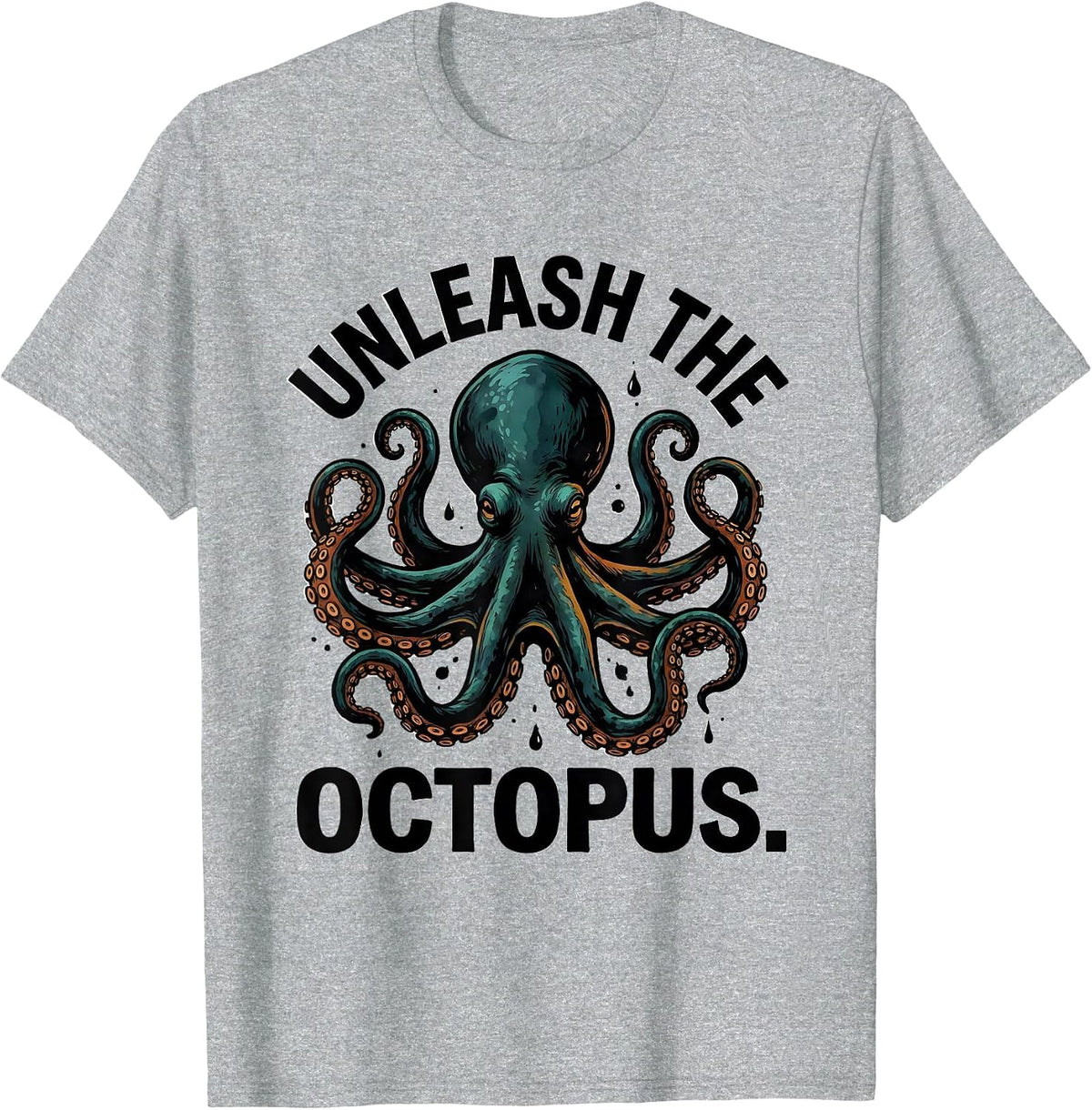 Men's Unleash The Octopus Funny Octopus Lover Vintage Japanese Sea T-Shirt - Heather Grey