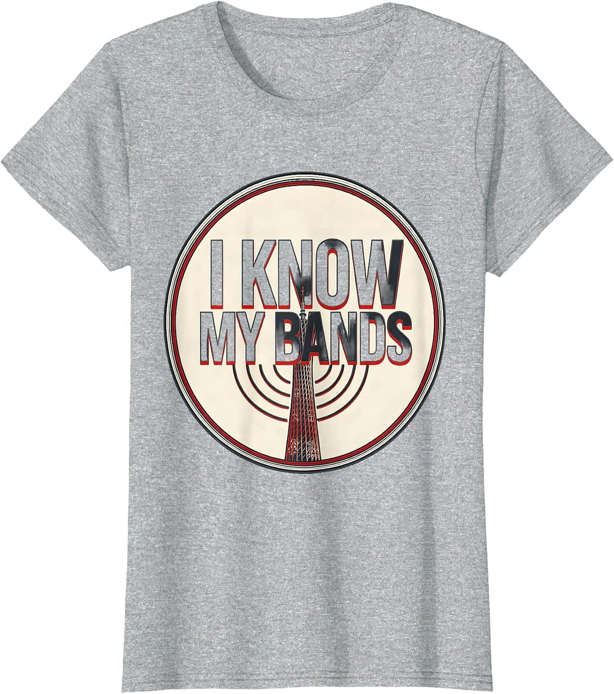 Women's I Know My Bands Funny Ham Radio Operator Hobbyist Humor T-Shirt - Heather Grey