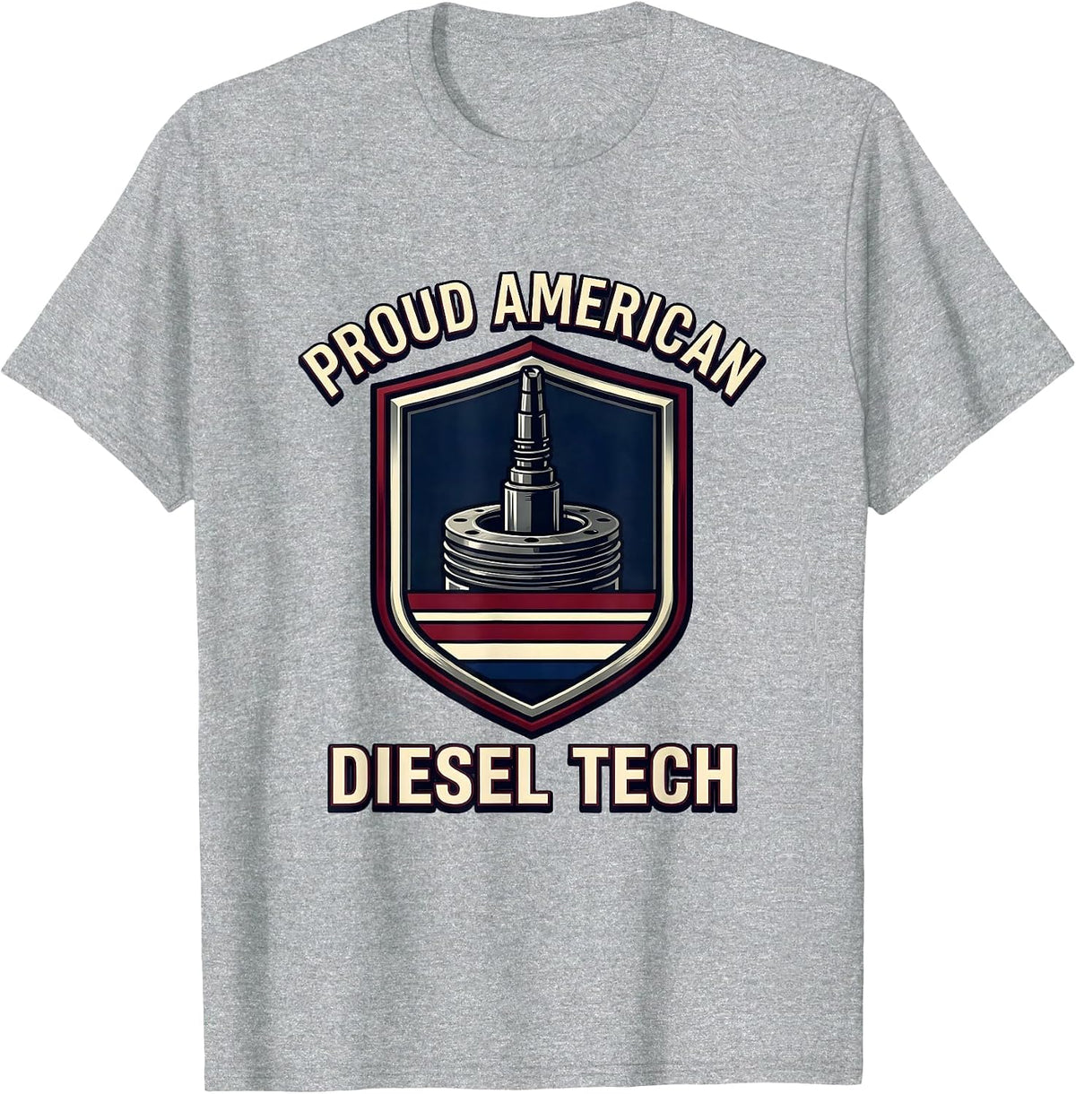 Men's Proud American Diesel Tech Patriotic Oilfield Worker Diesel T-Shirt - Heather Grey