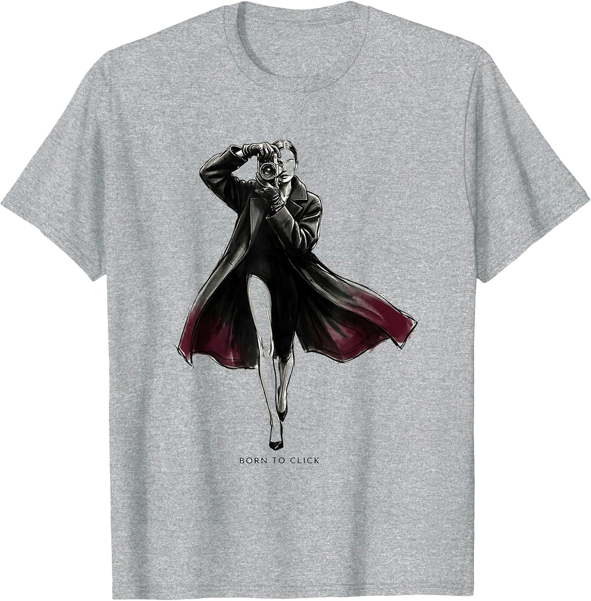 Men's Born to Click Photography Lover Design T-Shirt - Heather Grey