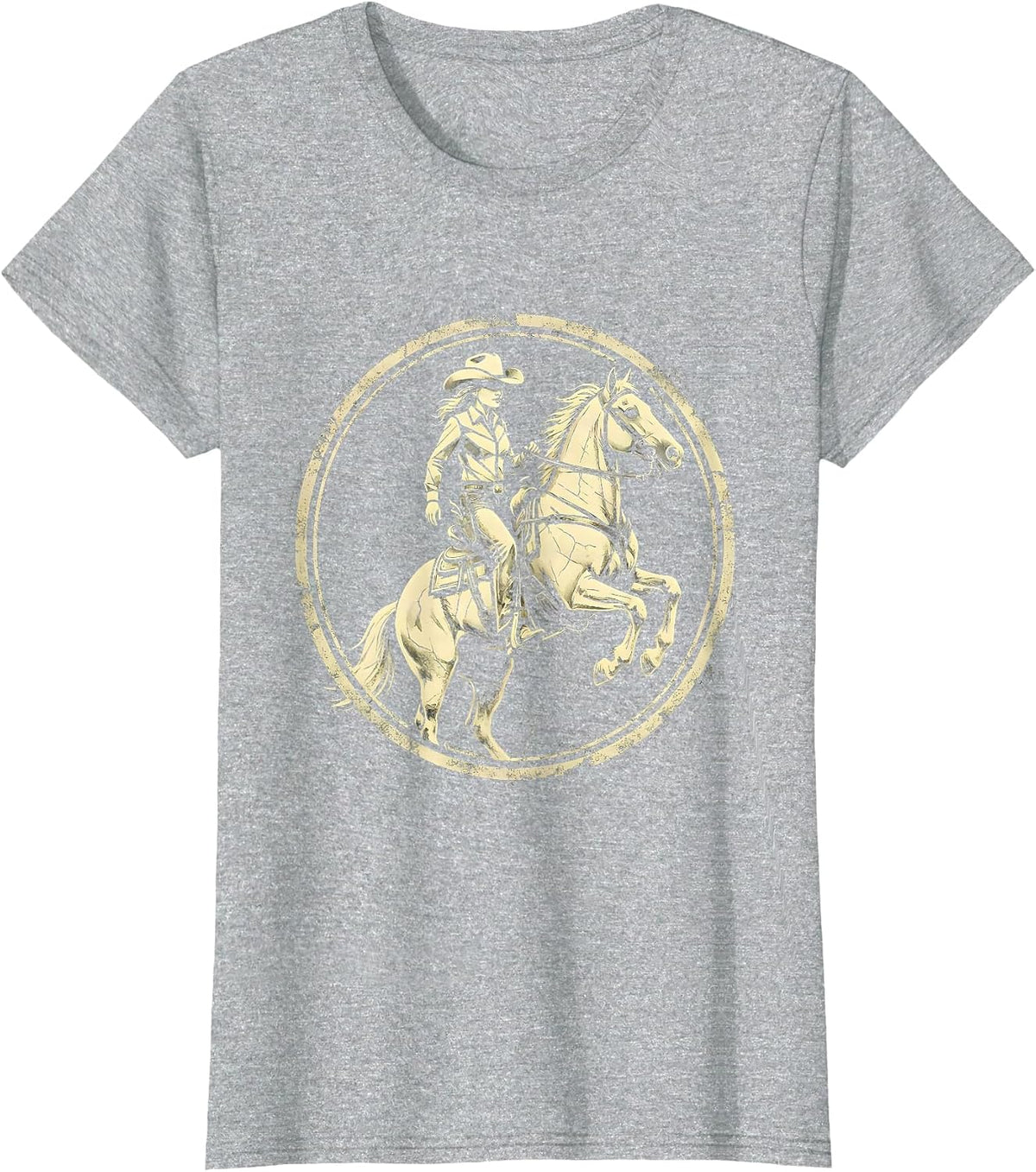 Women's Camo Rider Wild Horse Graphic Design T-Shirt - Heather Grey