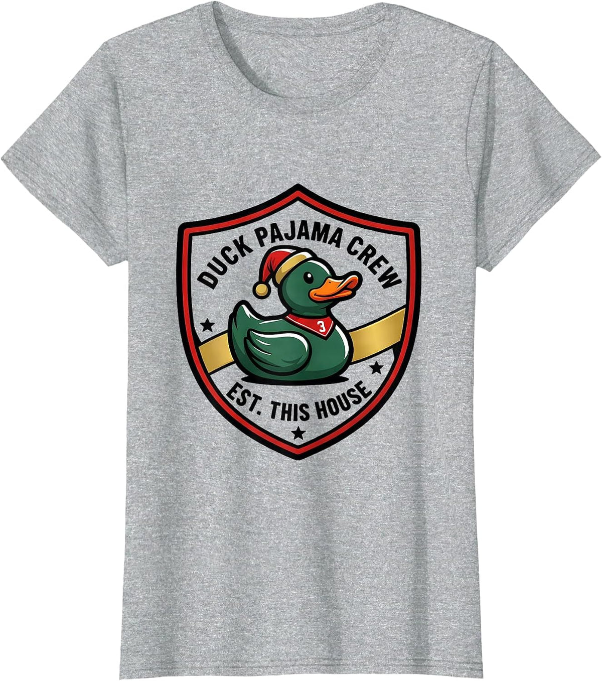 Duck Pajama Crew Est This House Funny Holiday Duck Lover T-Shirt - Heather Grey