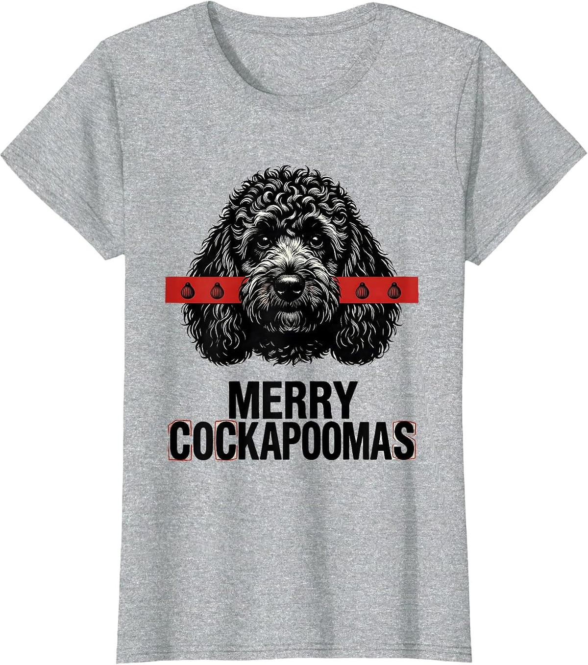 Women's Merry Cockapoomas Wood Type Letterpress Funny Cockapoo T-Shirt - Heather Grey