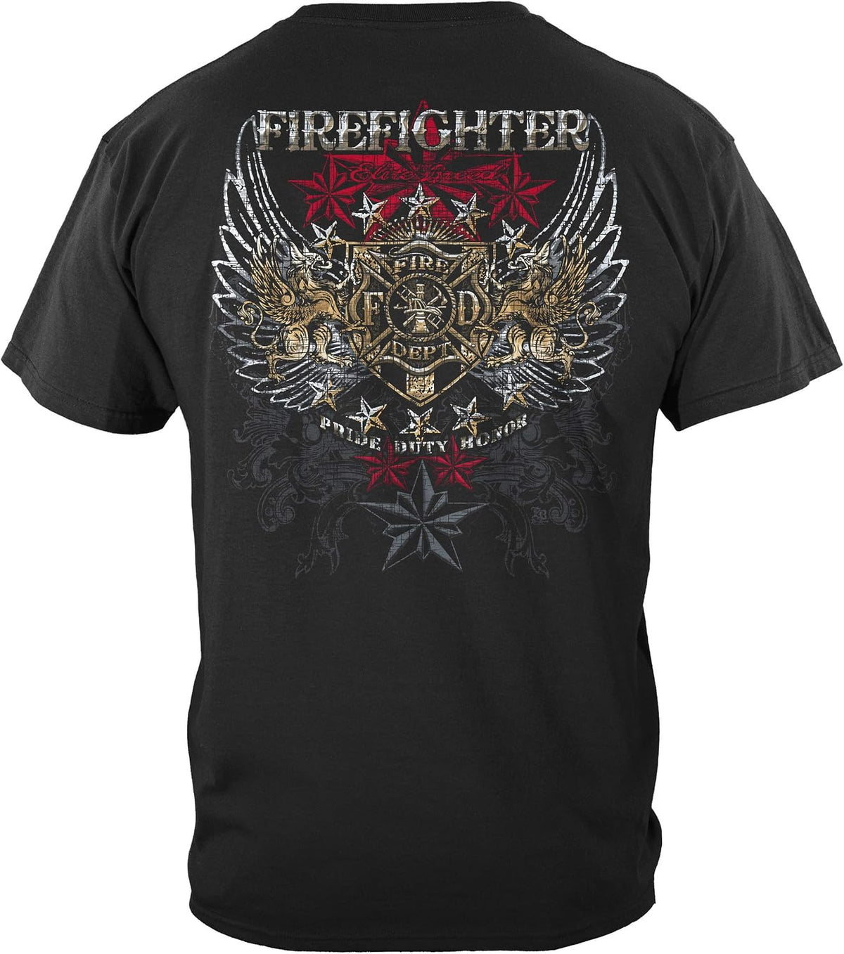Erazor Bits Firefighter T-Shirt 100% Cotton Firefighter T Shirt Elite Breed Pride Duty Honor Silver Foil Firefighter Shirt -