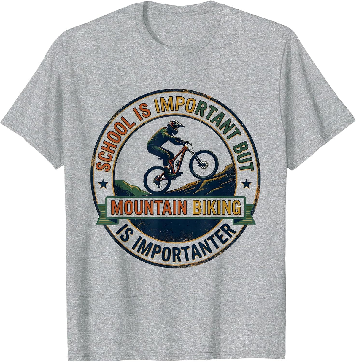Men's School Is Important But Mountain Biking Is Importanter T-Shirt - Heather Grey