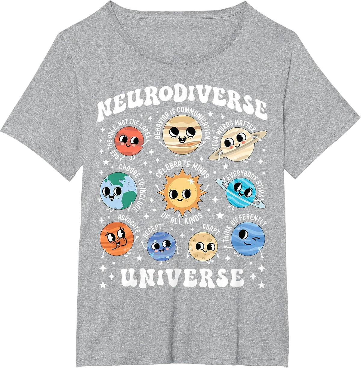 Neurodiverse Universe Space Planet Special Ed Teacher SPED T-Shirt - Heather Grey