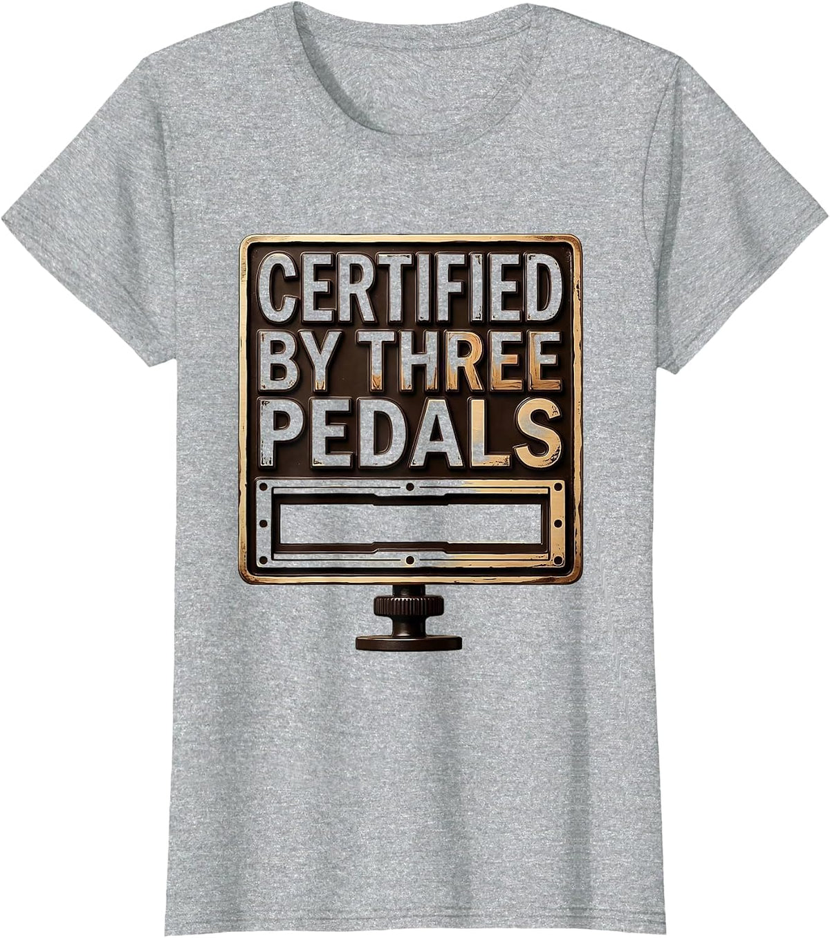Certified By Three Pedals Funny Manual Transmission Car Guy T-Shirt - Heather Grey