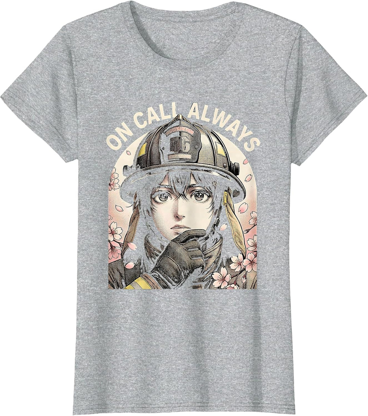 Women's On Call Always Firefighter Graphic Design T-Shirt - Heather Grey