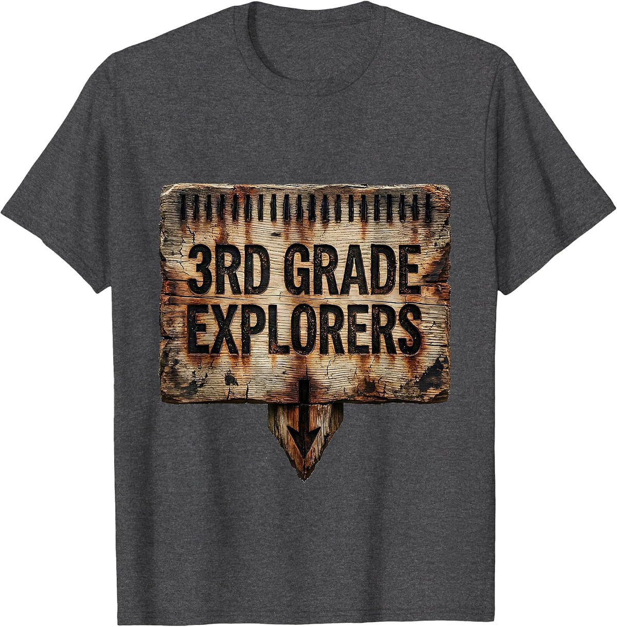Men's 3rd Grade Explorers Distressed Back To School Teacher T-Shirt - Dark Heather Grey
