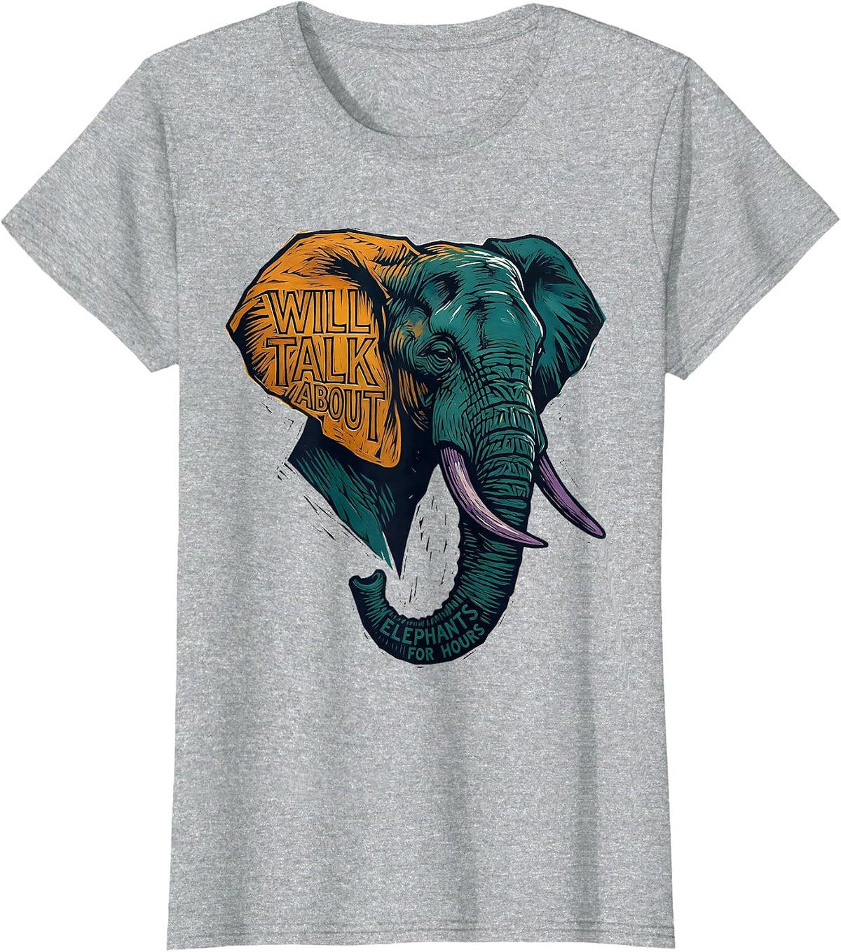 Will Talk About Elephants For Hours Funny Elephant Lover Art T-Shirt - Heather Grey