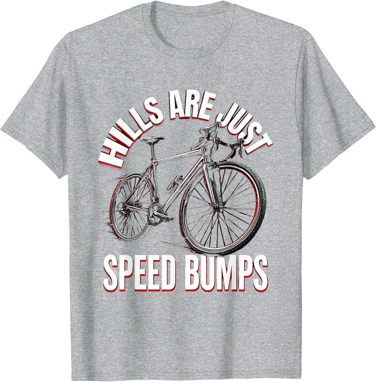 Men's Hills Are Just Speed Bumps Cycling Design T-Shirt - Heather Grey