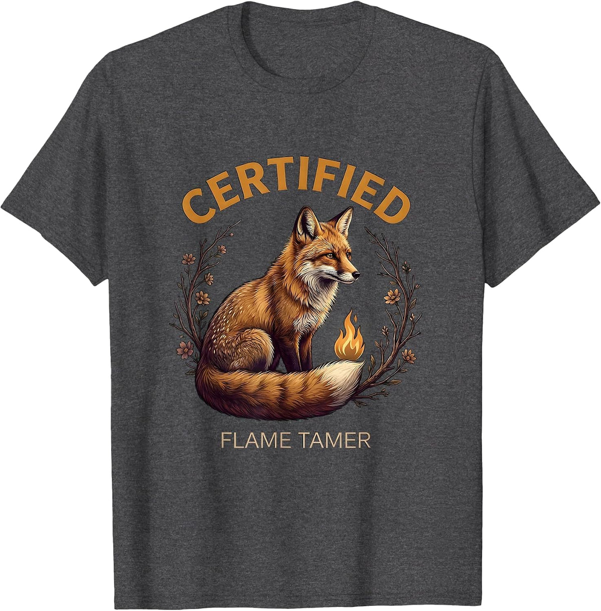 Men's Certified Flame Tamer Firefighter Graphic Design T-Shirt - Dark Heather Grey
