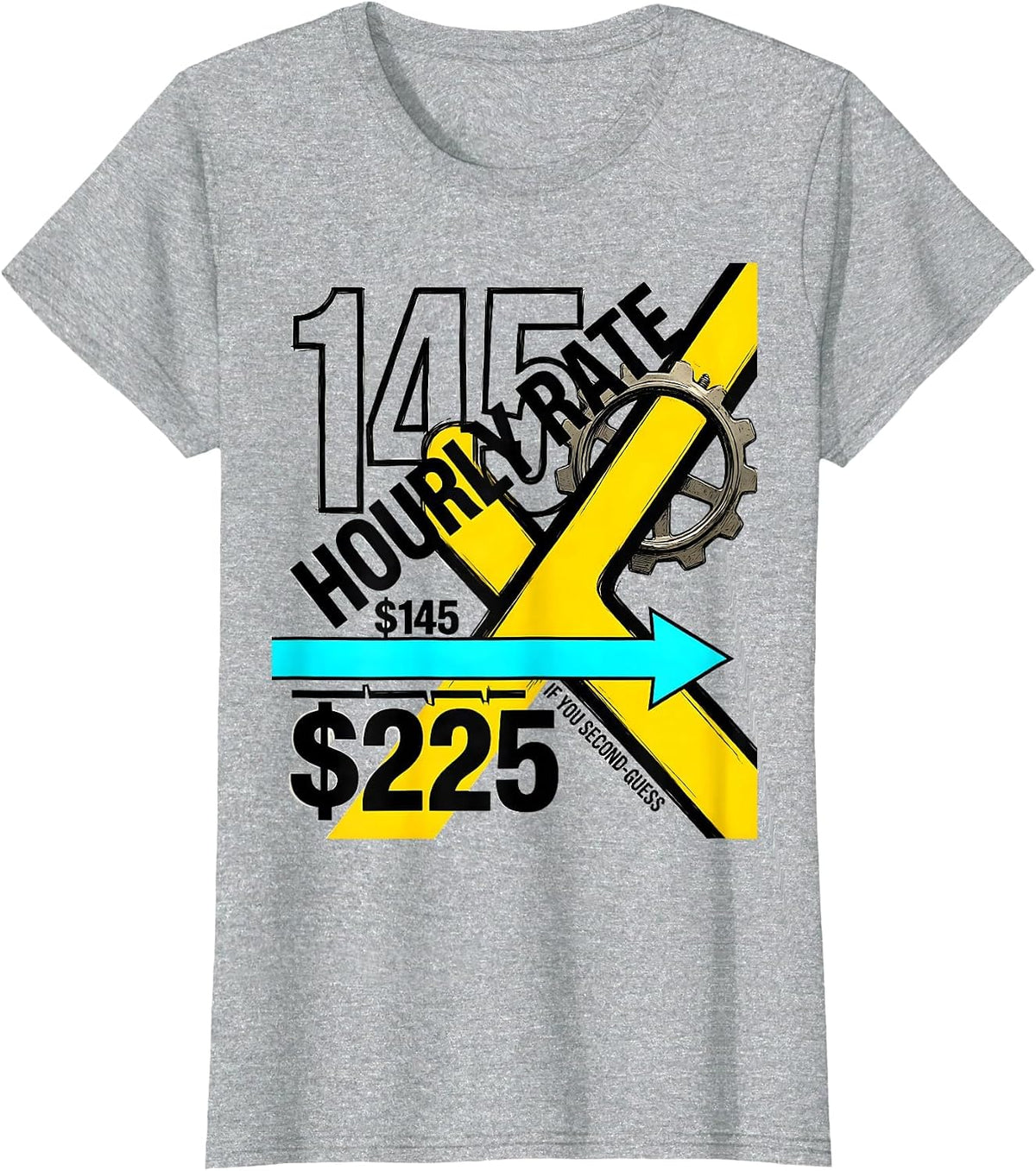 Hourly Rate $145 — $225 If You Second-Guess Funny Plumber T-Shirt - Heather Grey