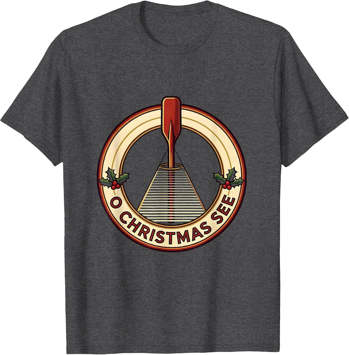 O Christmas See Emblem Optometrist Optician Workplace Humor T-Shirt - Dark Heather Grey