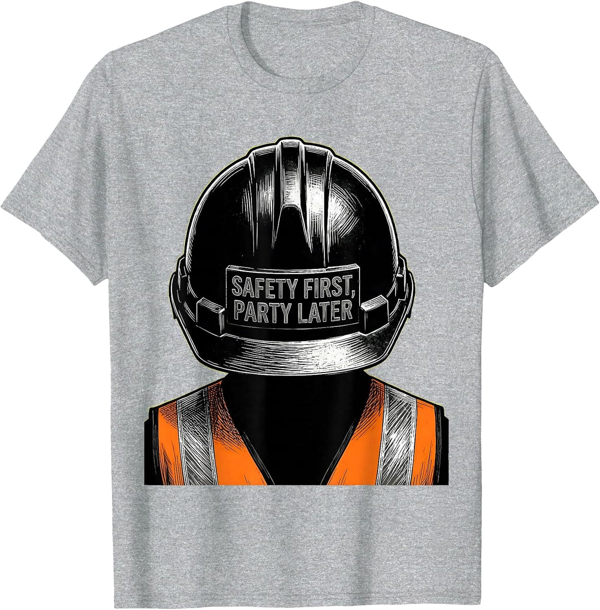 Men's Safety First Party Later Labor Day Design T-Shirt - Heather Grey