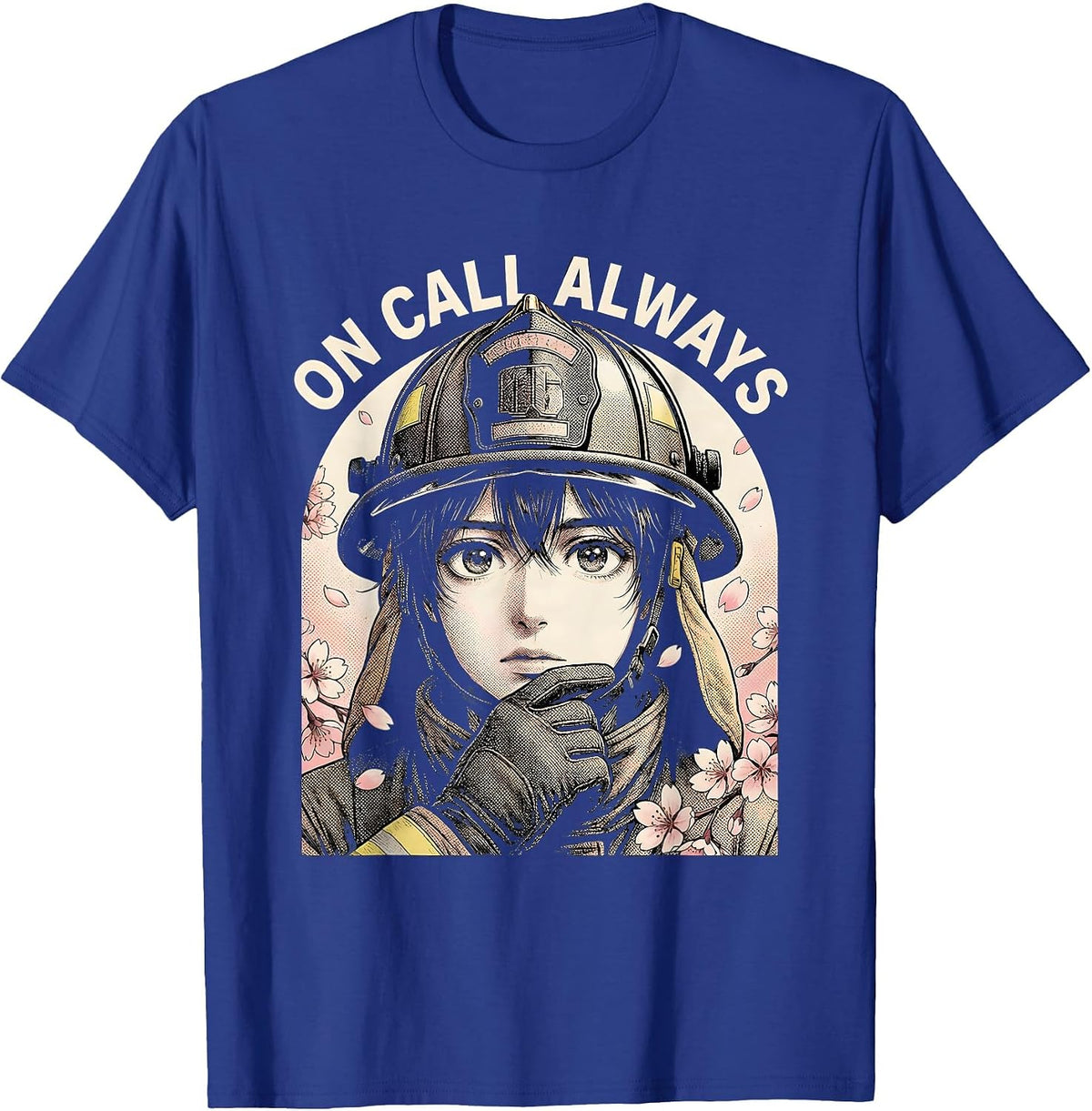Men's On Call Always Firefighter Graphic Design T-Shirt - Royal Blue