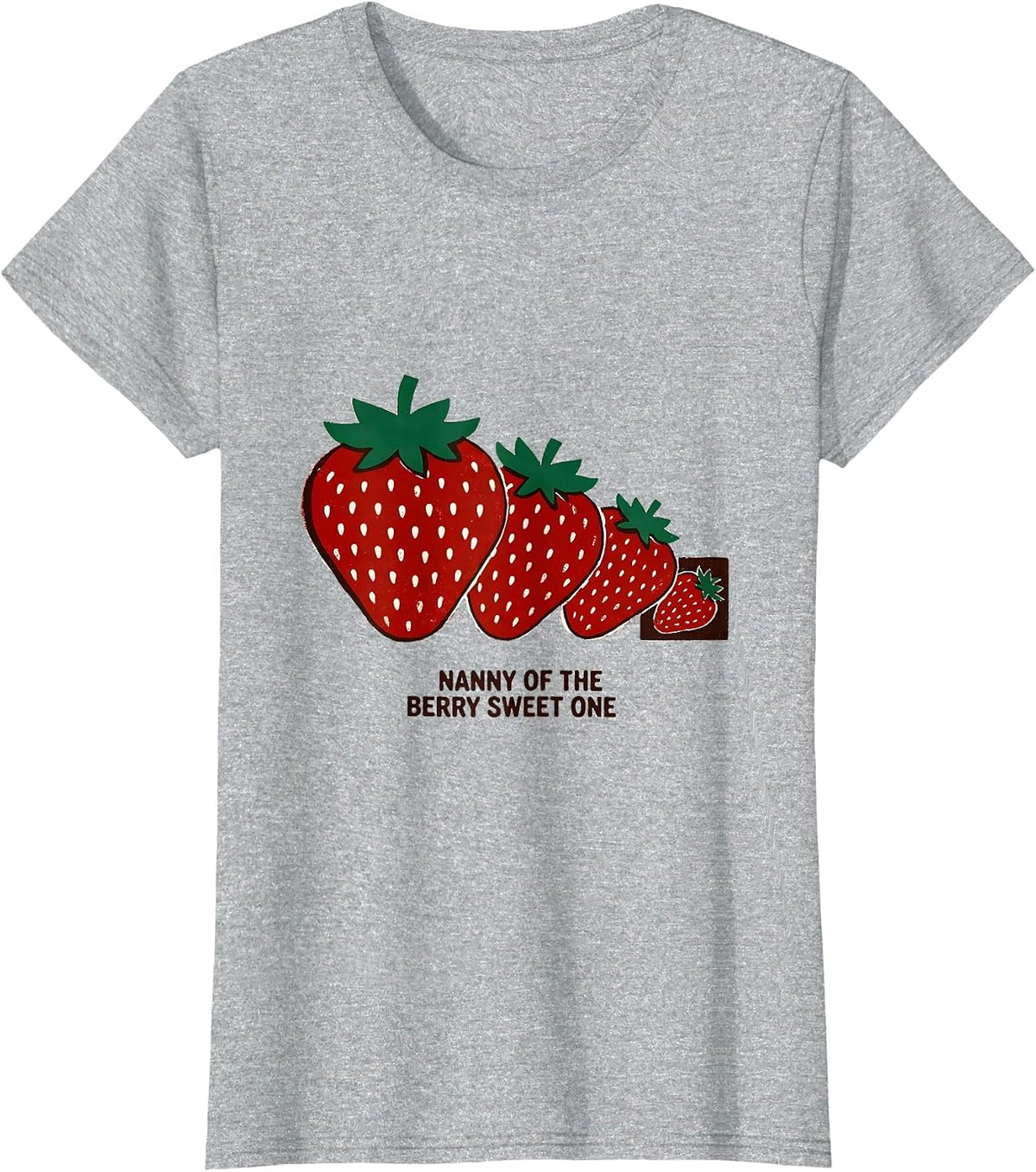 Women's Nanny Of The Berry Sweet One First Birthday Strawberry T-Shirt - Heather Grey