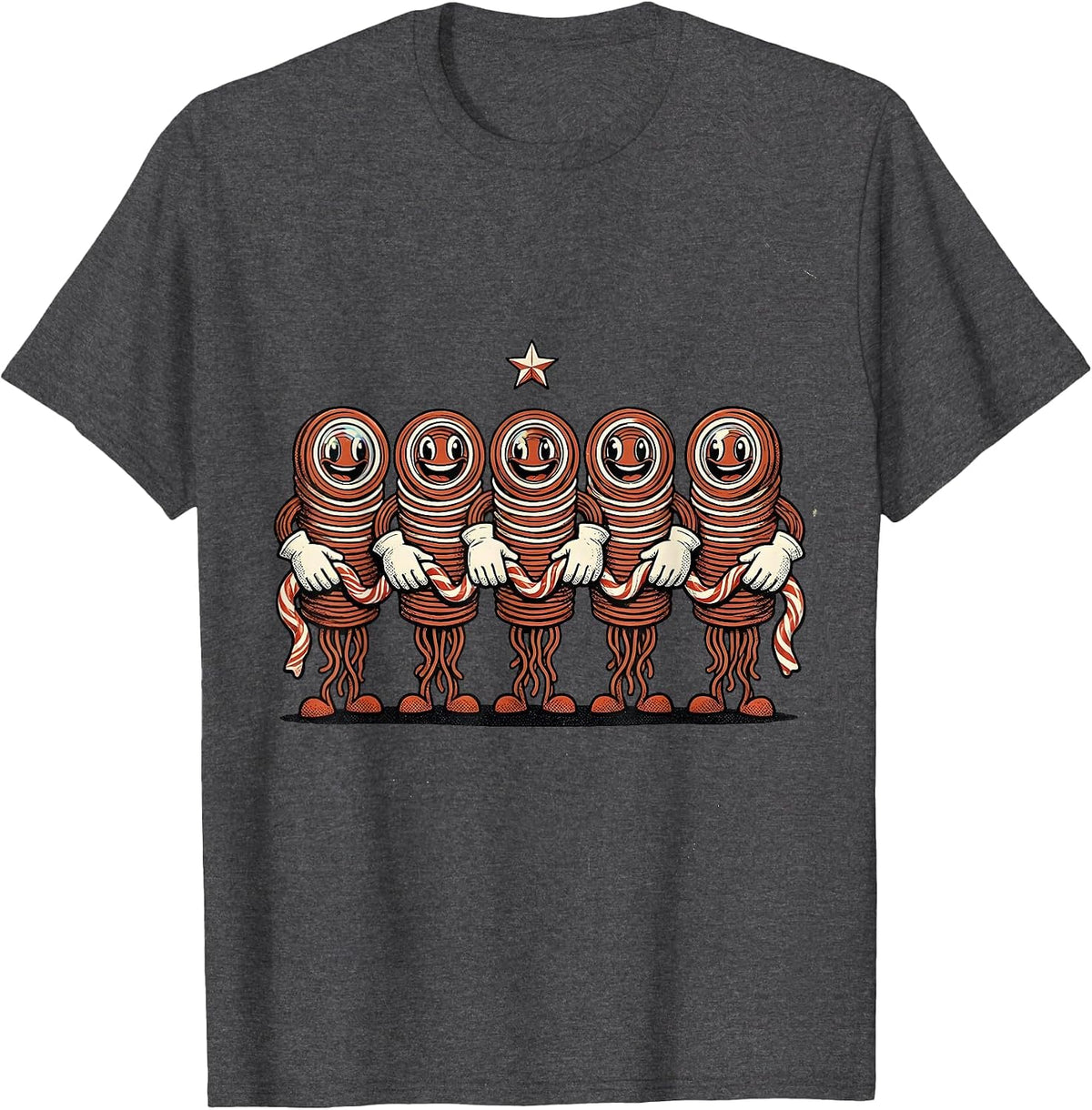 Retro Cartoon Trial Lens Characters Optometrist Christmas T-Shirt - Dark Heather Grey