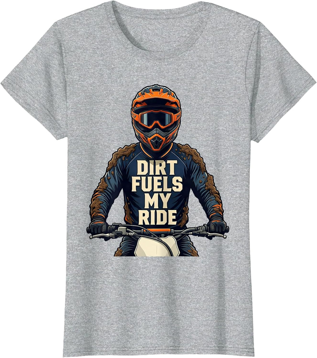 Women's Dirt Fuels My Ride Sports Motocross Dirt Bike Rider Casual T-Shirt - Heather Grey