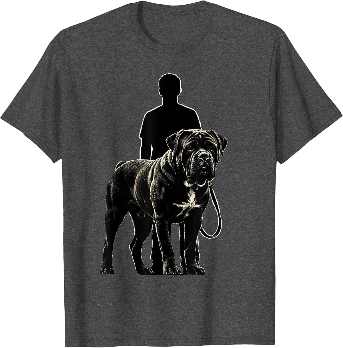 Men's Cane Corso Owner Pride Tough-Guy Silhouette Humor T-Shirt - Dark Heather Grey