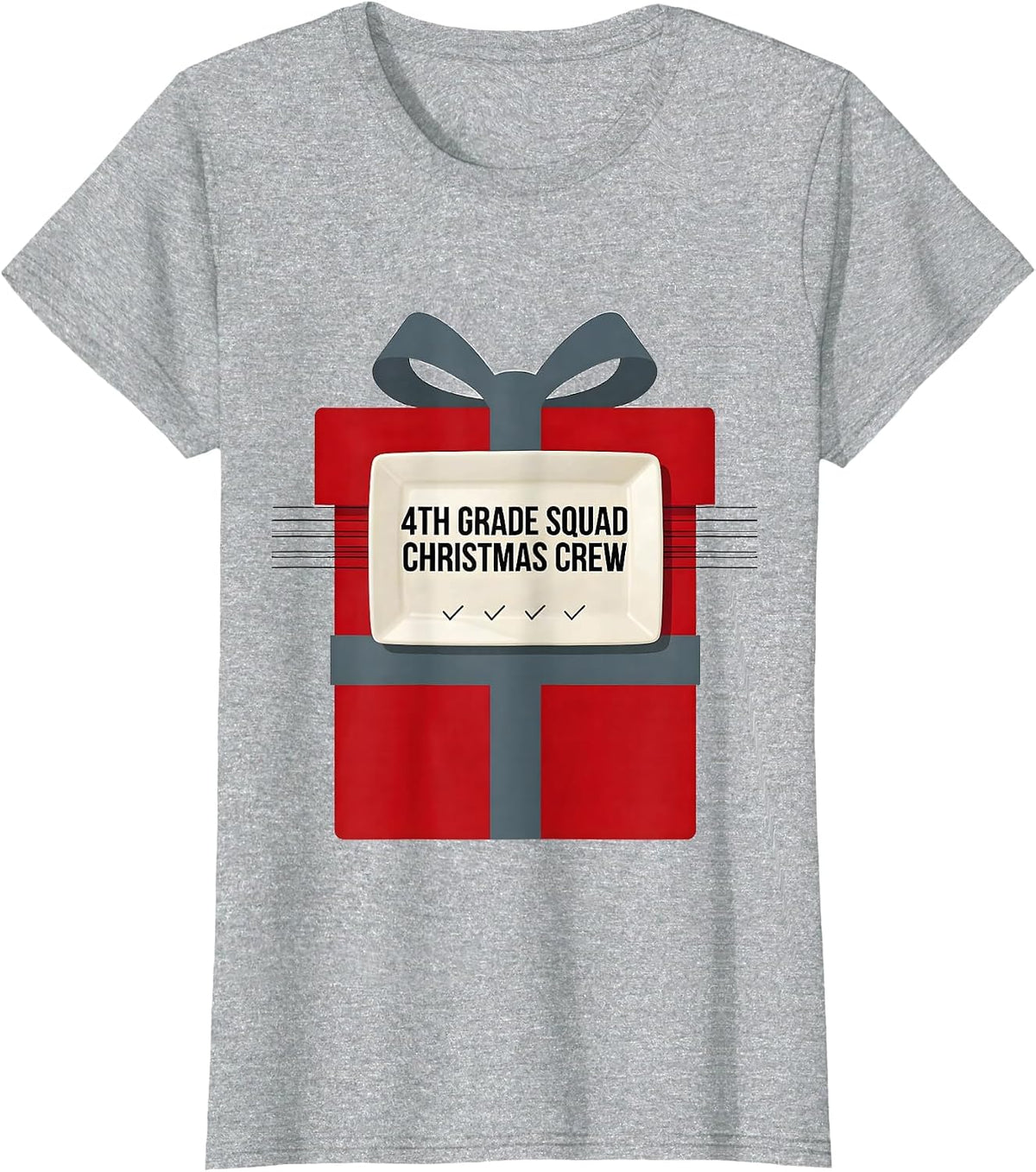 4th Grade Squad Christmas Crew Funny Teacher Holiday Squad T-Shirt - Heather Grey