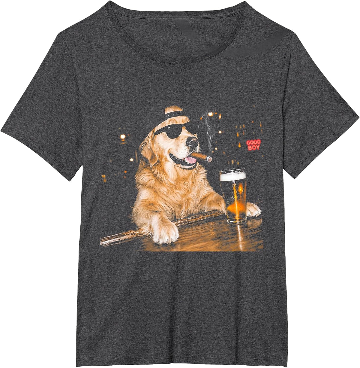 Funny Golden Retriever Drinking Beer Meme Dog Men Women T-Shirt - Dark Heather Grey