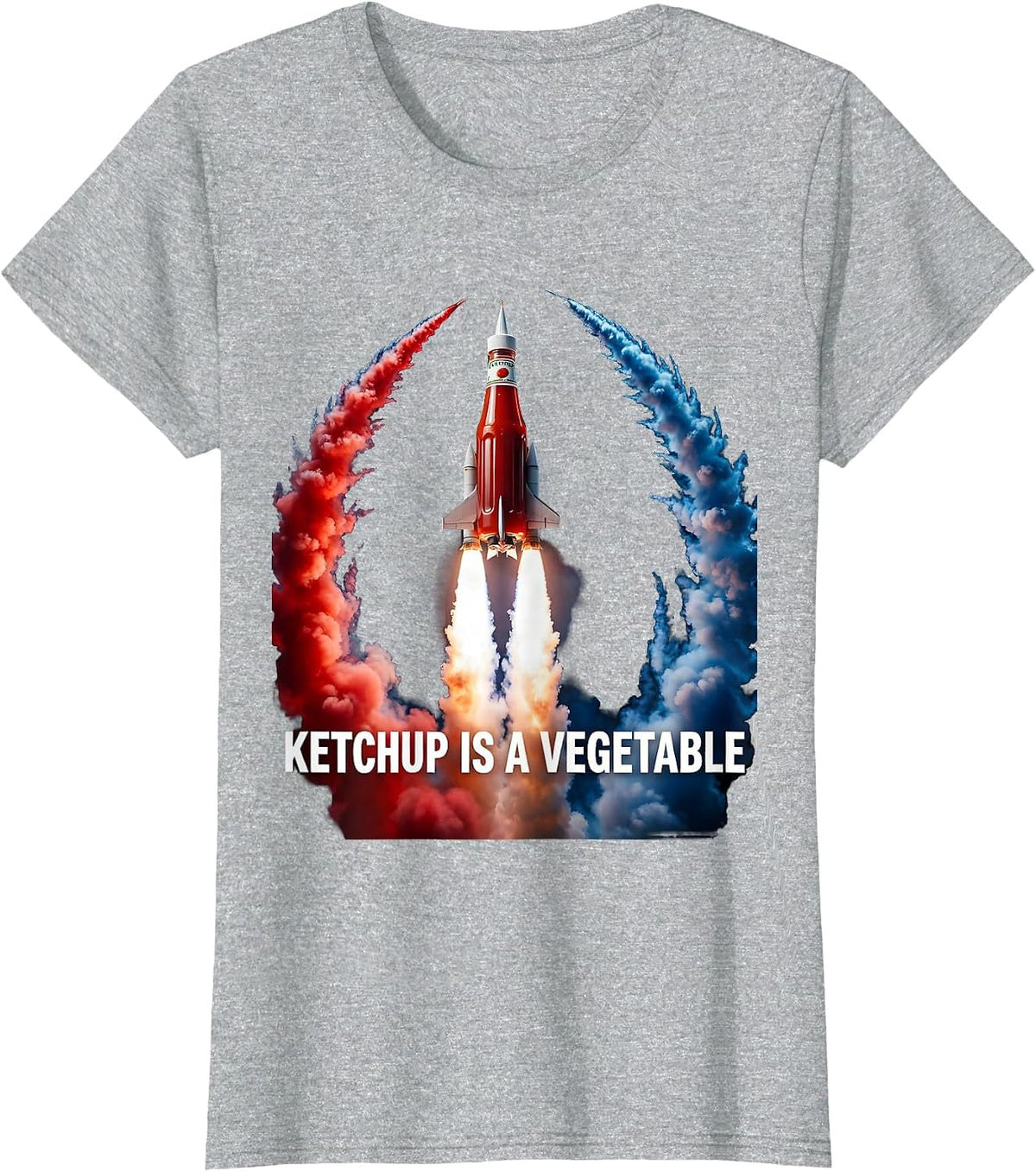 Ketchup Is A Vegetable Funny Foodie Design T-Shirt - Heather Grey