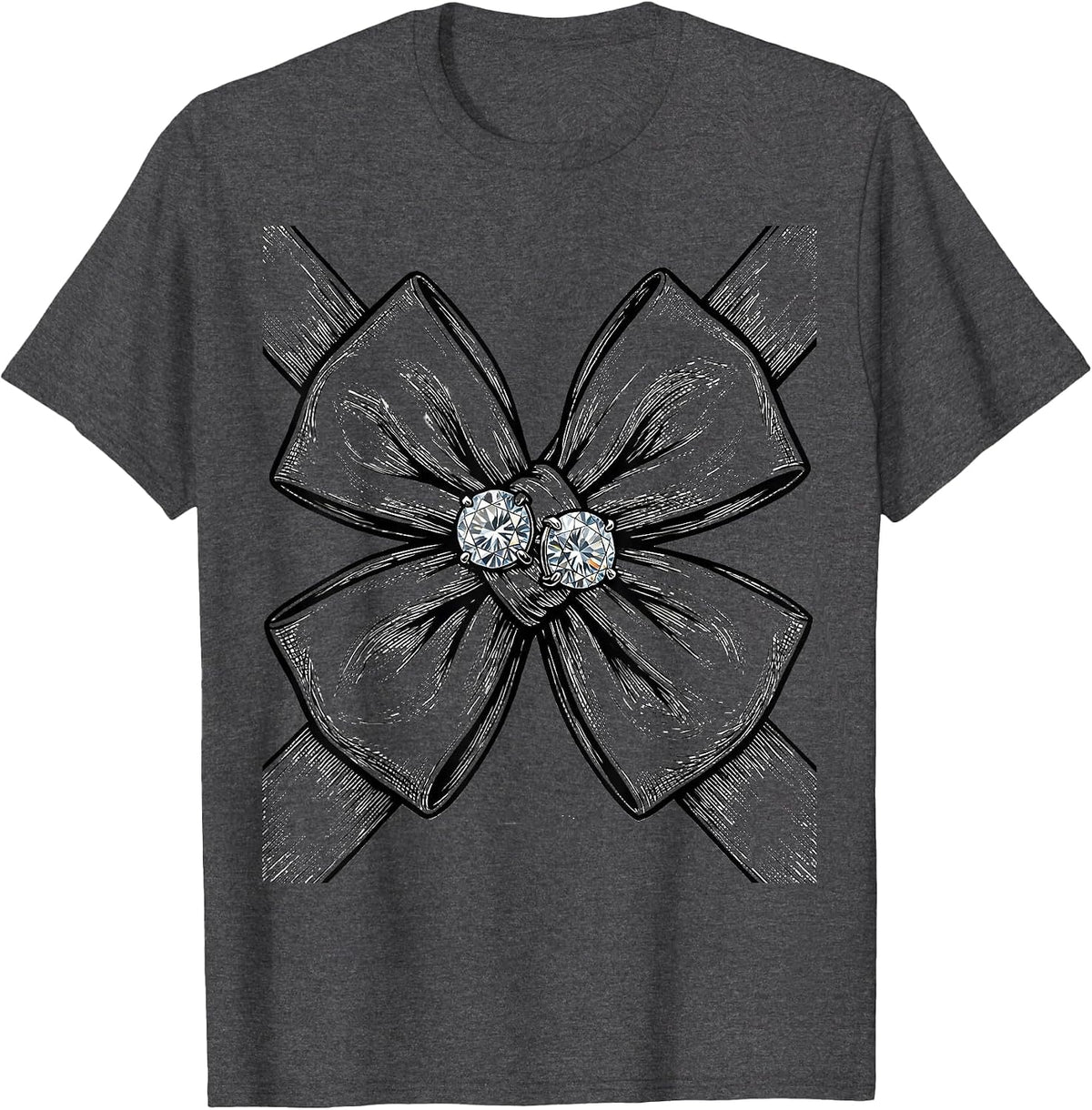 Crossed Bow Ties Diamond Cufflinks Tuxedo Design T-Shirt - Dark Heather Grey