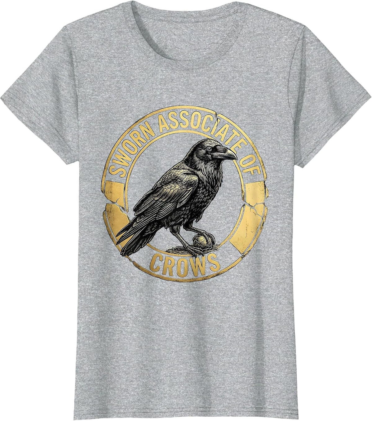 Sworn Associate Of Crows Dark Humor Gothic Crow Lover T-Shirt - Heather Grey