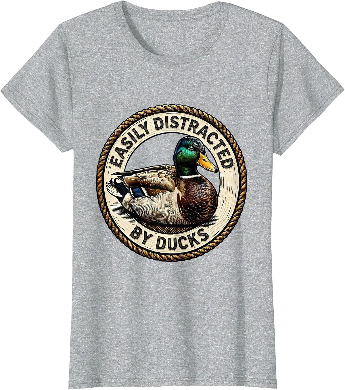 Women's Easily Distracted By Ducks Funny Duck Lover T-Shirt - Heather Grey
